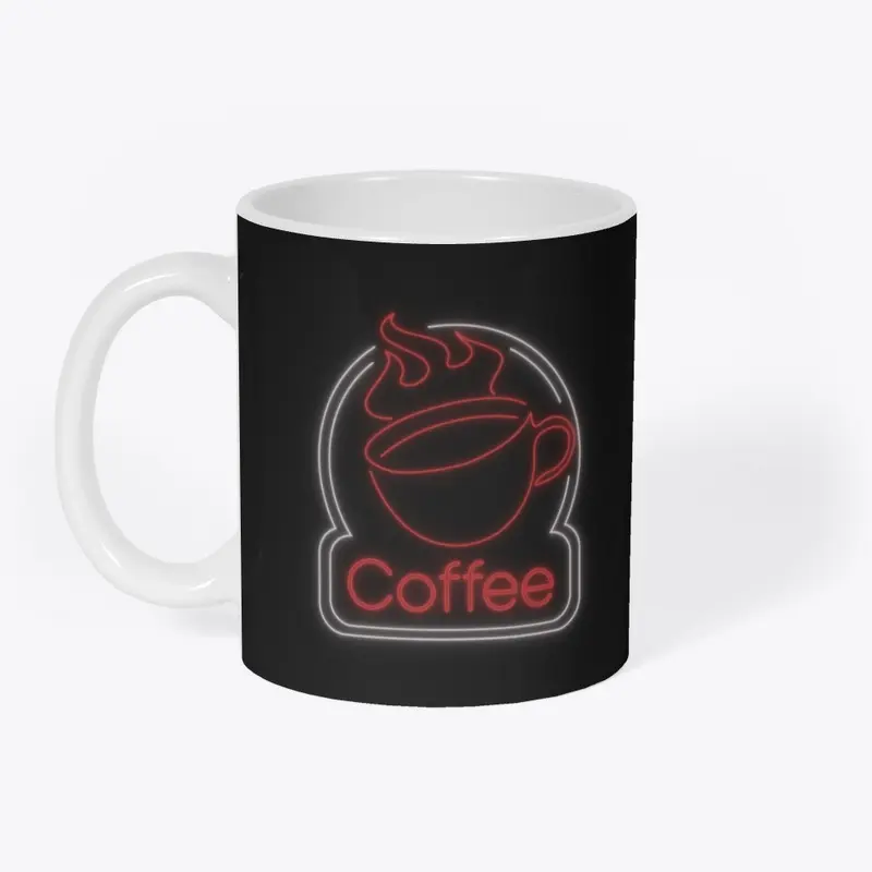 Red and whitish-pink Neon Coffee