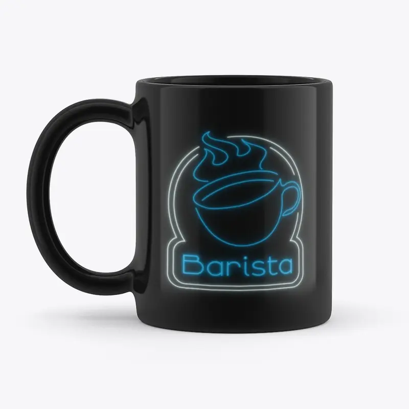 Blue and white Neon Barista Coffee