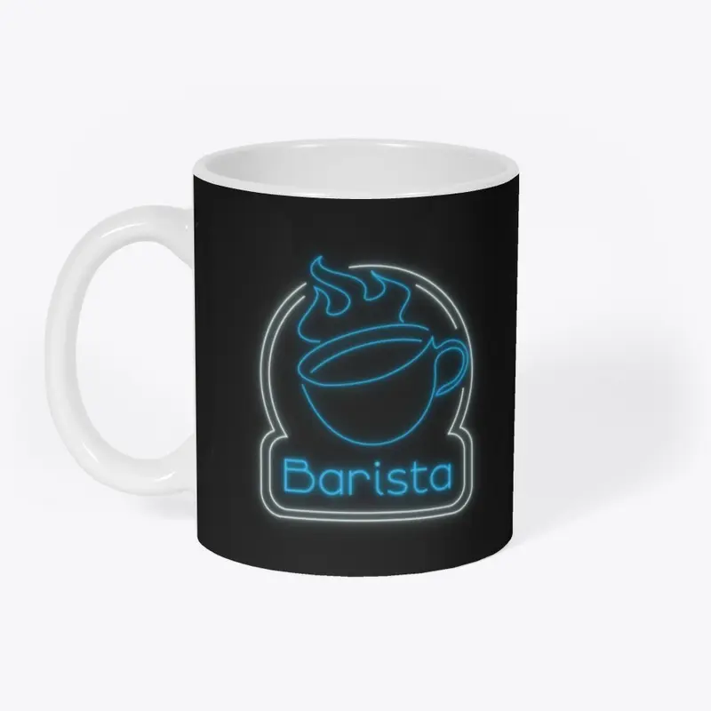 Blue and white Neon Barista Coffee