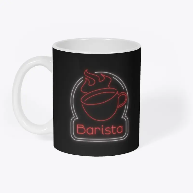 Red and whitish-pink Neon Barista Coffee