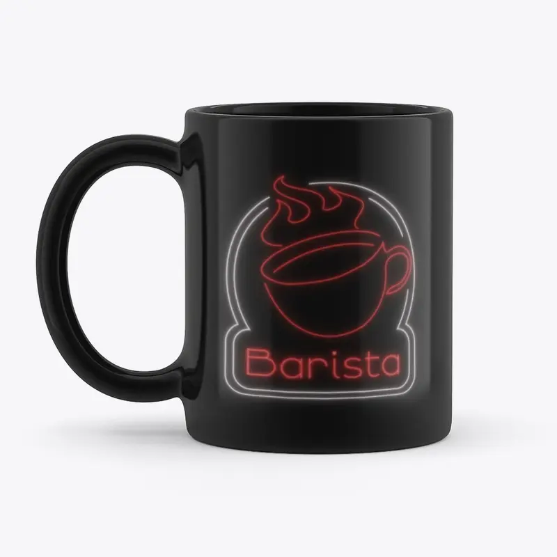 Red and whitish-pink Neon Barista Coffee